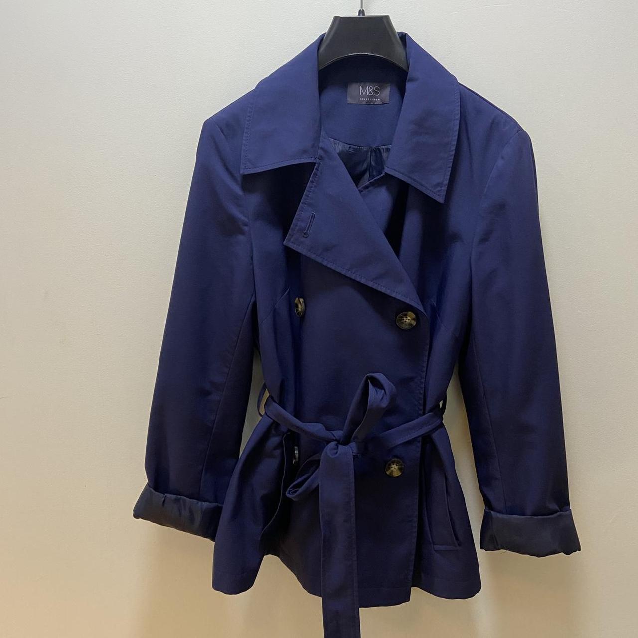 Marks & Spencer Women's Navy and Blue Coat | Depop