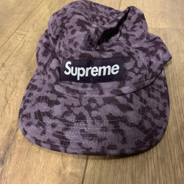 SUPREME LEOPARD PRINT CAMP CAP PURPLE EXCELLENT