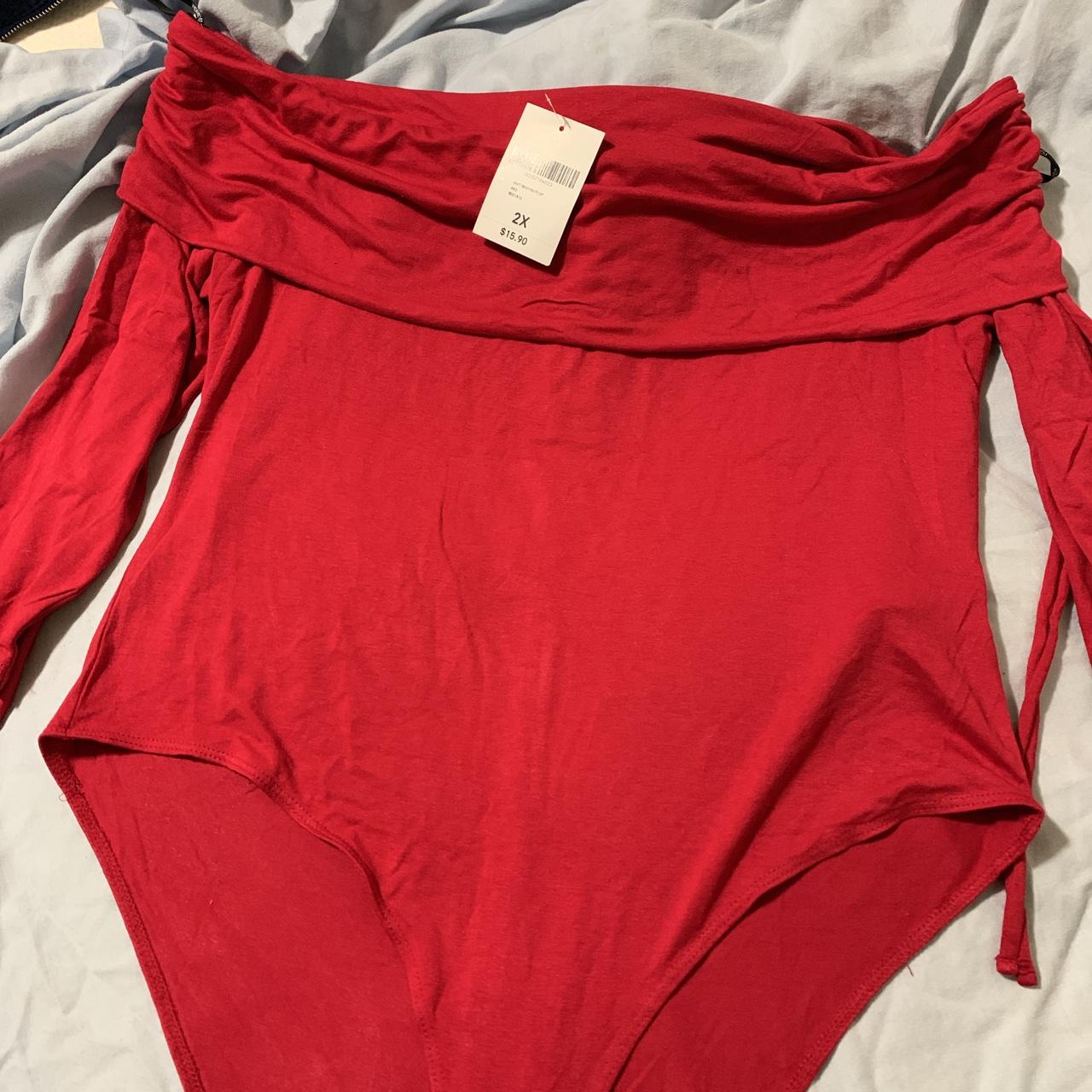 Red off the shoulder body suit ️ Still has tags it’s... - Depop