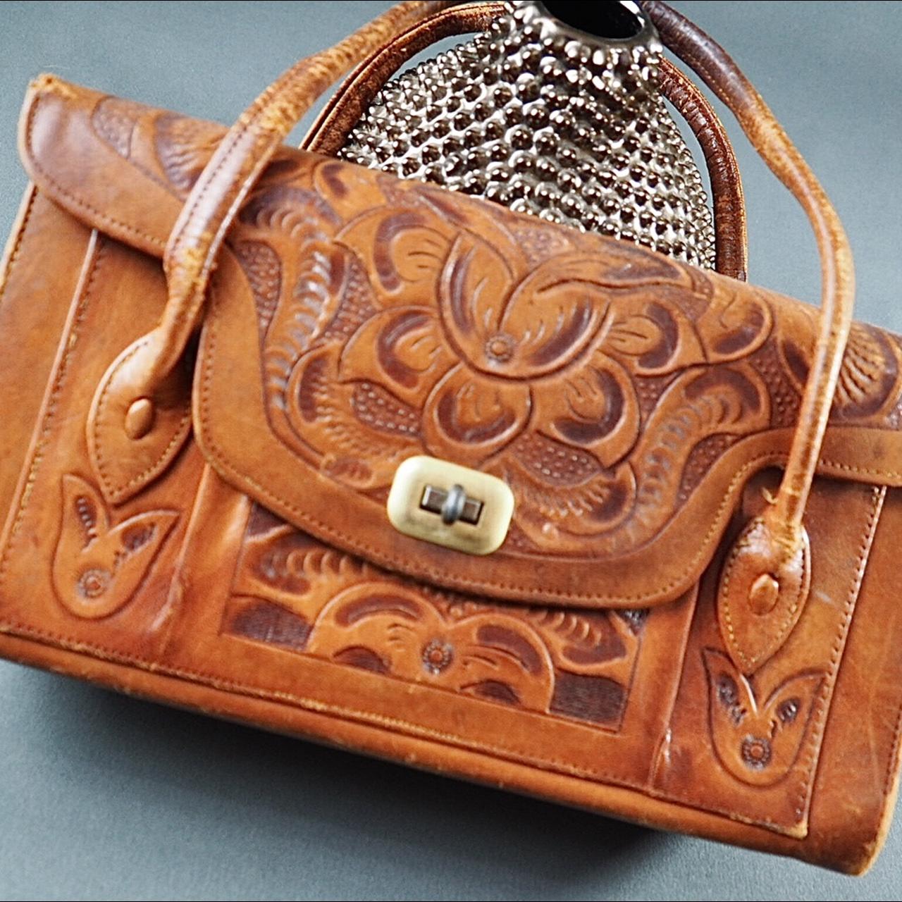 Antique Tooled Leather Purse Bat Design Art Nouveau Turnlock Bag Circa -  Ruby Lane