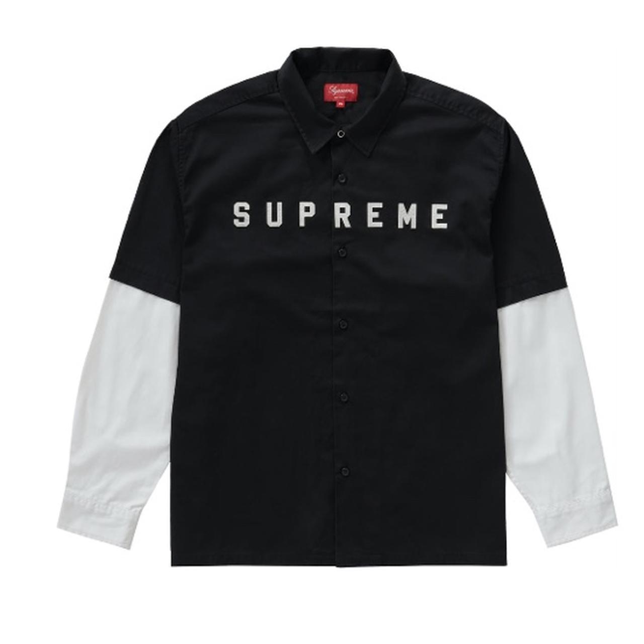 Supreme 2-Tone (Two-tone) Work Shirt Black Size:... - Depop