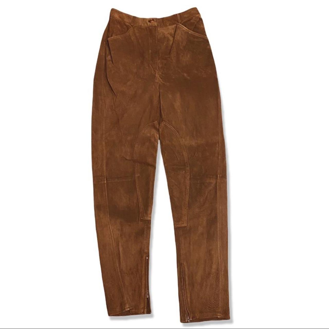 SHOWROOM NEW BROWN GENUINE SUEDE PANTS WOMEN WOMAN SIZE 18 XL - Oliver Furs