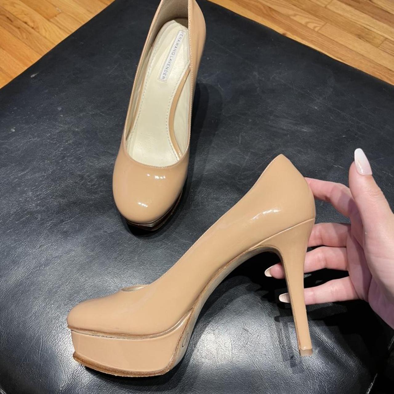 Vera Wang Lavender Glossy Shiny Nude Platforms Pumps... - Depop