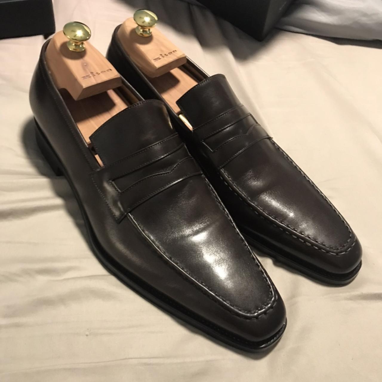 Kiton Italian Leather Loafers size... - Depop