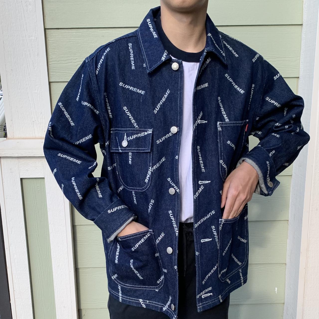 supreme denim logo chore coat north face - アウター