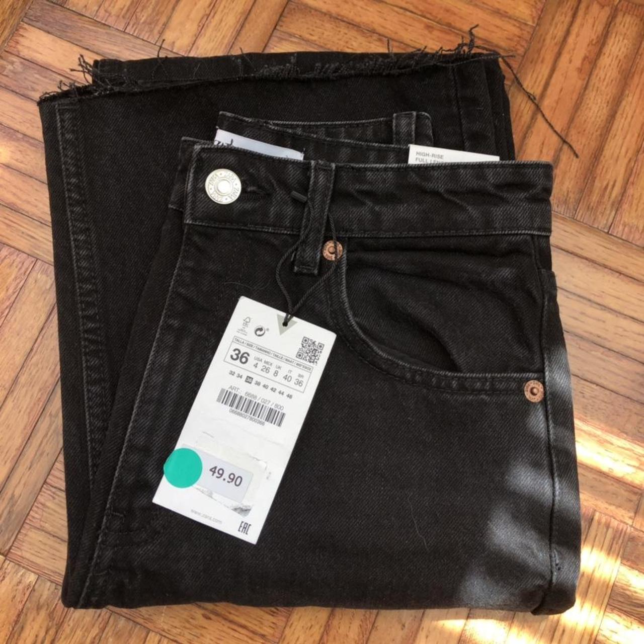 NWT Zara Ripped Wide Leg Jeans Black Size 4 runs Depop nwt-zara-ripped-wide-leg-jeans-black-size-4-runs-depop
