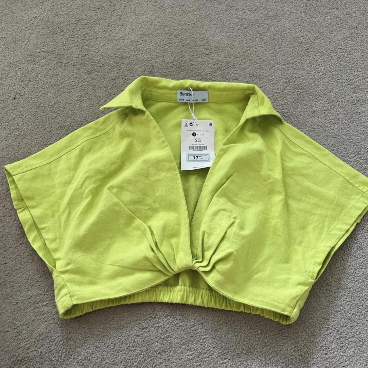 Lime green v neck crop top from Bershka💚 Can be... - Depop