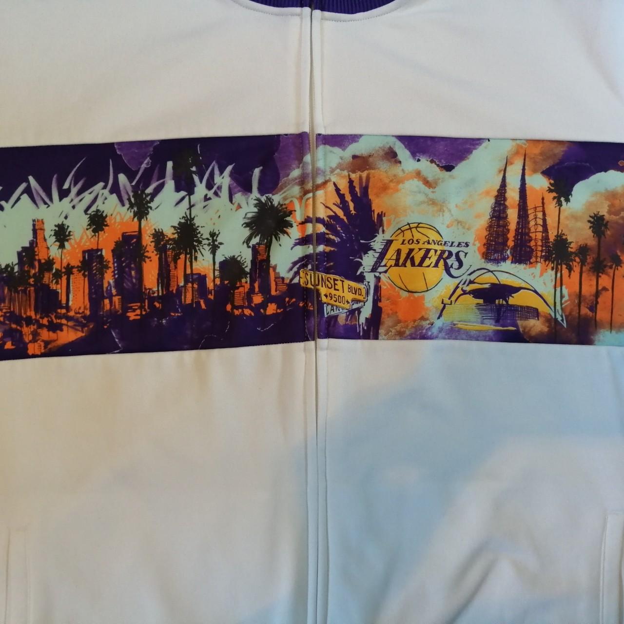 NBA LA Lakers Purple Warm Up Track Jacket Size Large - Depop