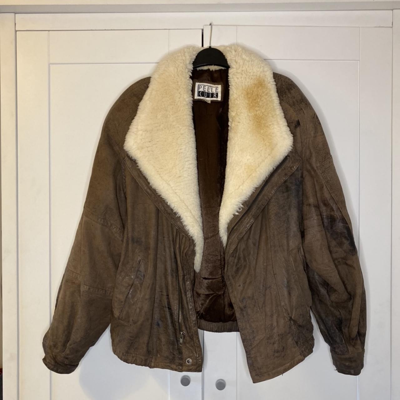 💥 Vintage Pelle Cuir leather shearling jacket. Rare... - Depop