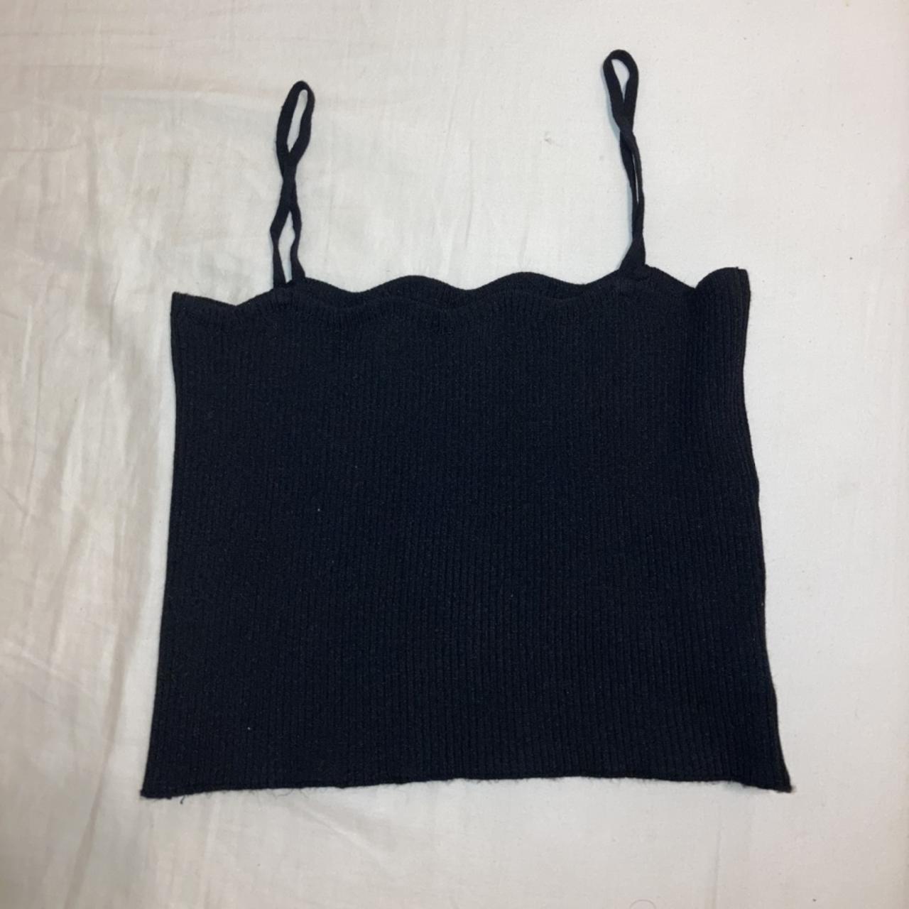 Black knit crop top size S Perfect condition... - Depop