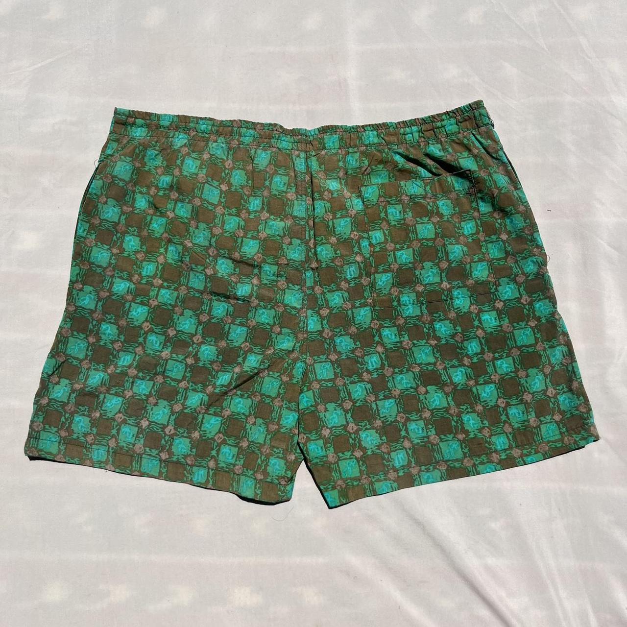 Basic Editions Men's Green and Brown Swim-briefs-shorts | Depop