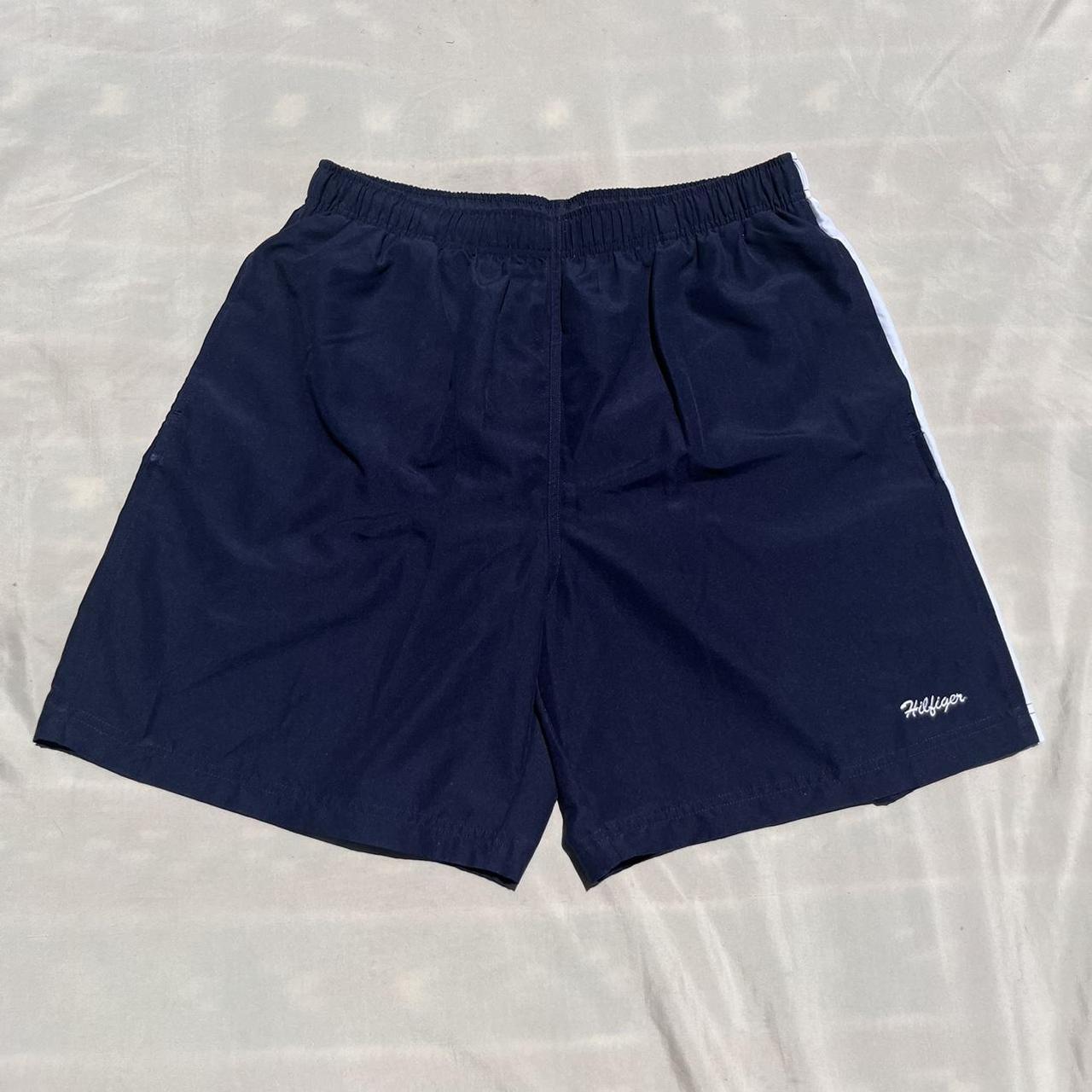 Y2k Tommy Hilfiger Swimsuit. Navy Blue Swim Trunks - Depop