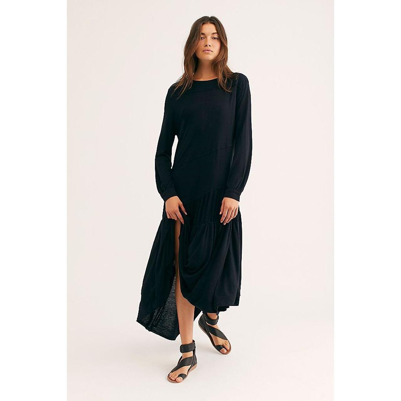 Free people long sleeve hotsell black dress