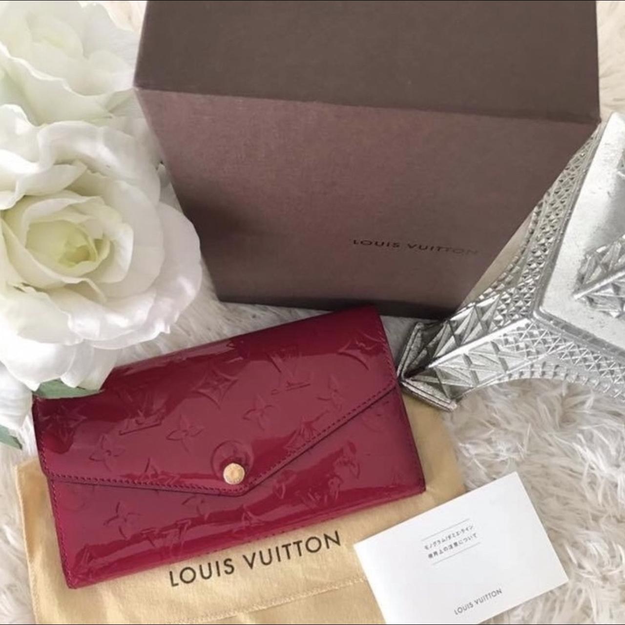 Louis Vuitton Blue Monogram Vernis Sarah Wallet - Depop