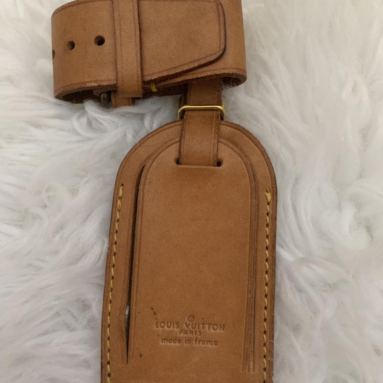 Louis Vuitton 1980s Vintage Brown Leather Luggage Tag