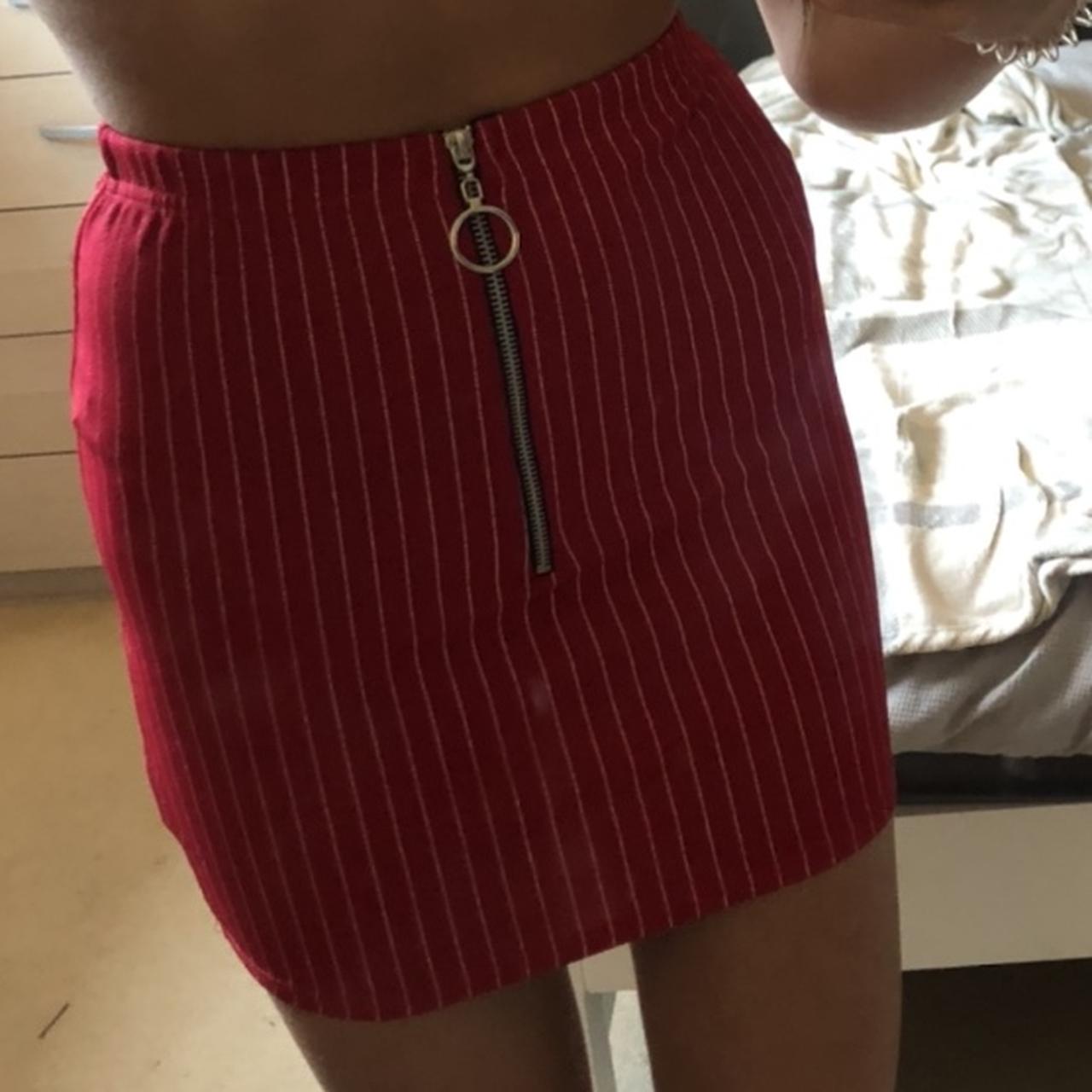 Pinstripe zip skirt