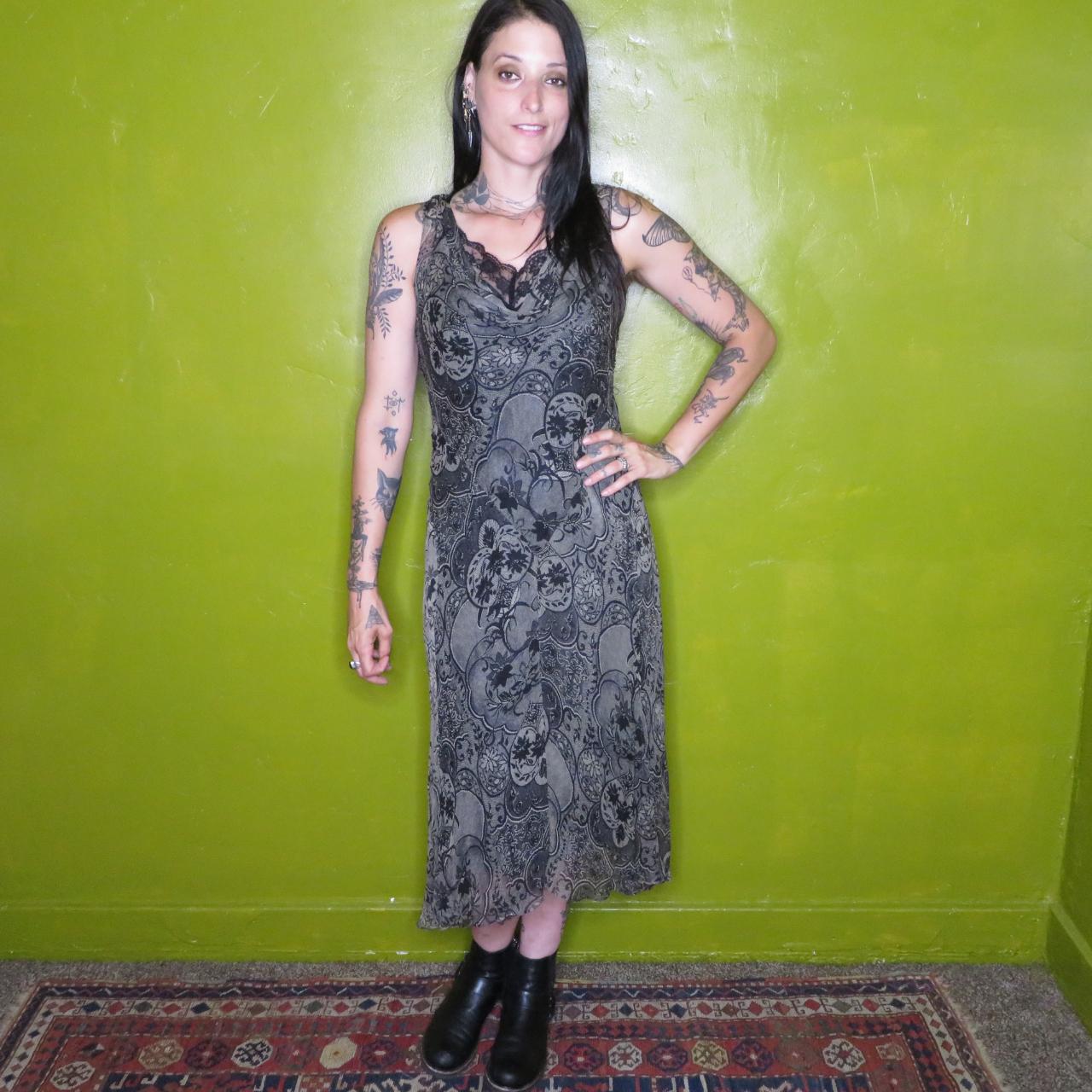 White House Black Market Women's Black and Cream Dress