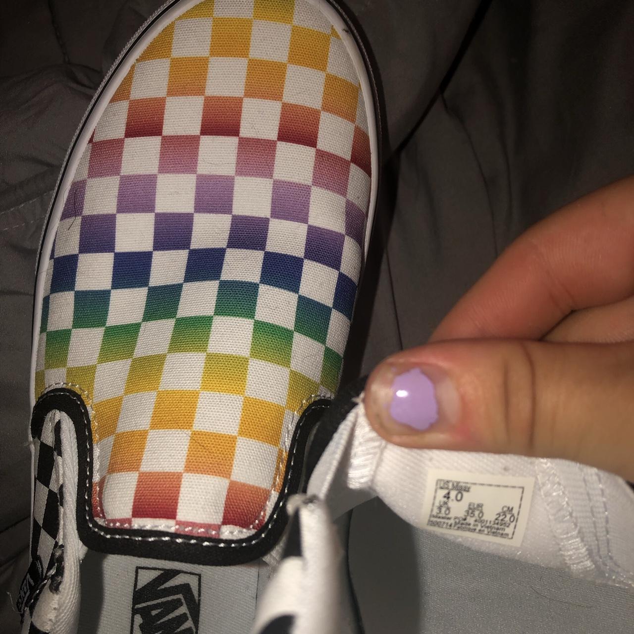 COLORBLOCK CHECKER VANS kids size 4 fits womens 5.5... Depop