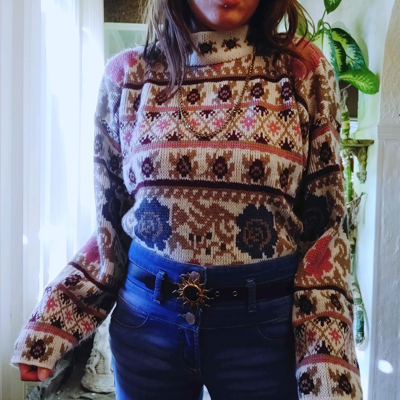 Vintage Mock Neck Floral Sweater Floral vibes with... - Depop