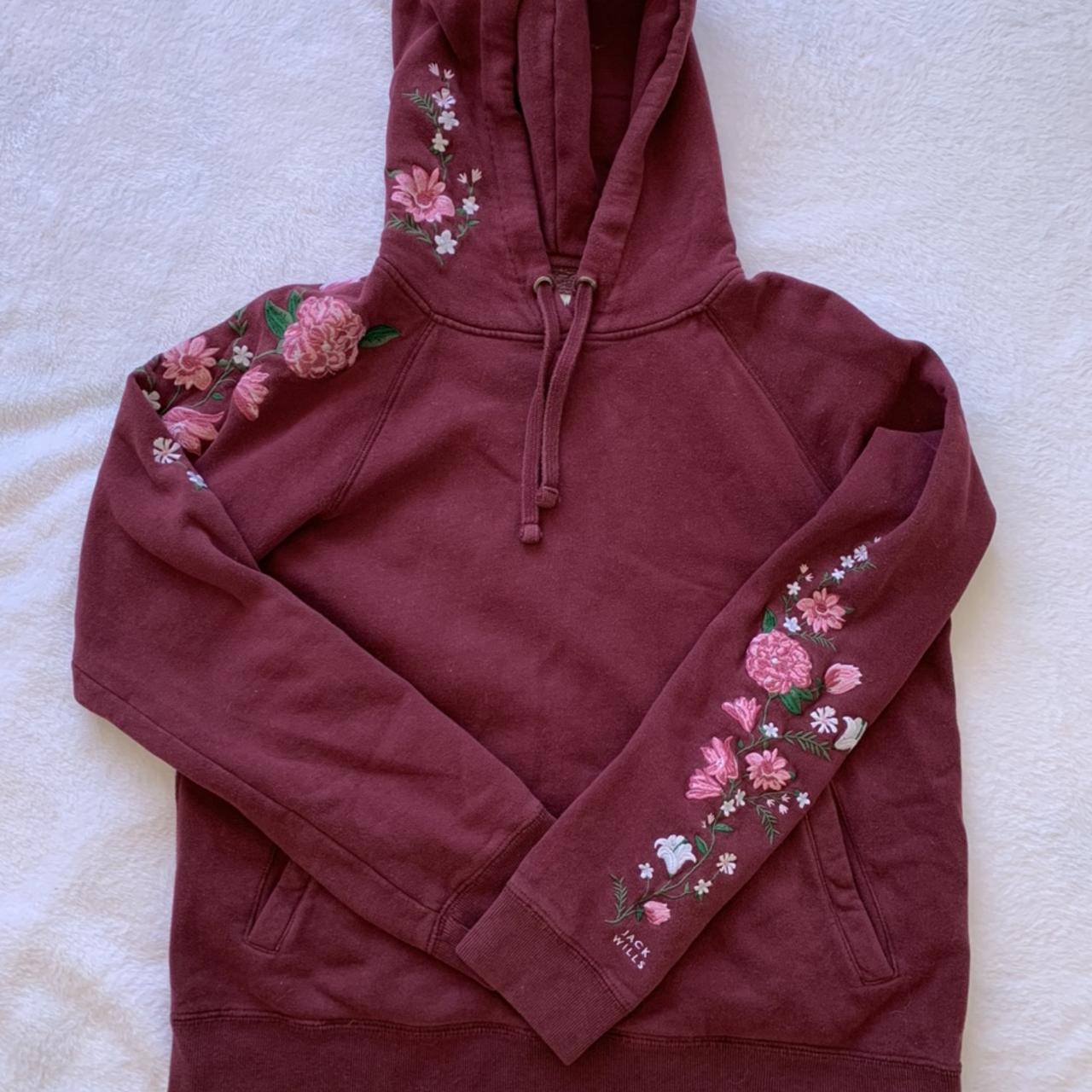 Burgundy Jack Wills embroidered flowers Depop