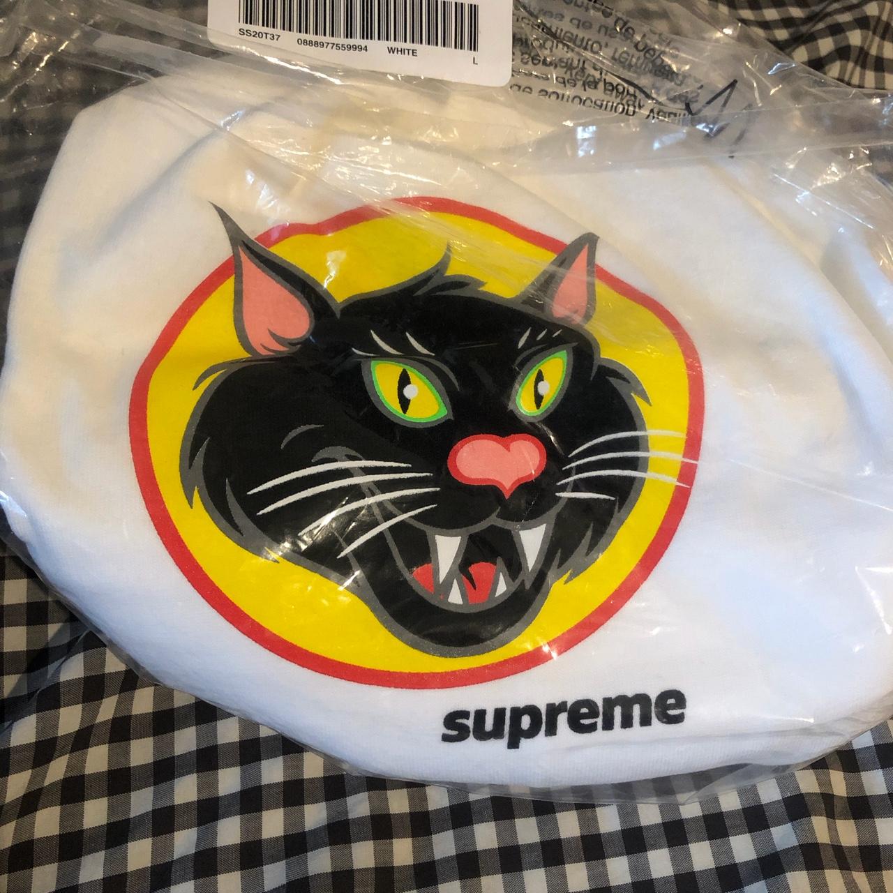 Supreme Black Cat 🐈‍⬛ Tee White Large Deadstock SS20 - Depop