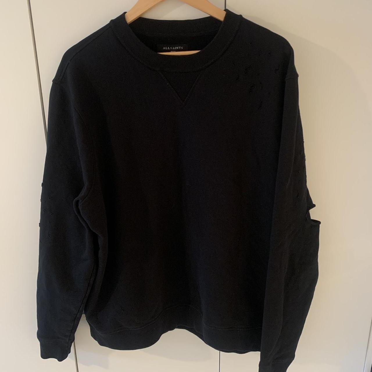AllSaints Mens black oversized sweater with... Depop