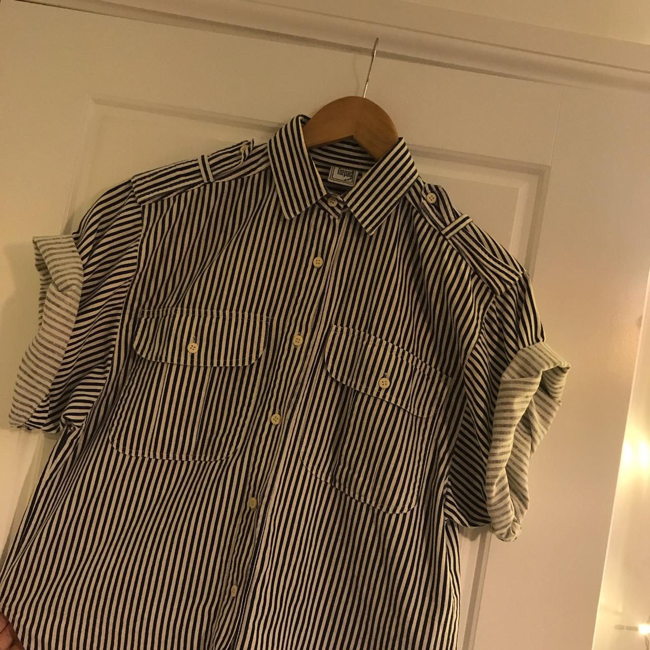 Sailor style vintage navy pinstriped shirt Bought... - Depop