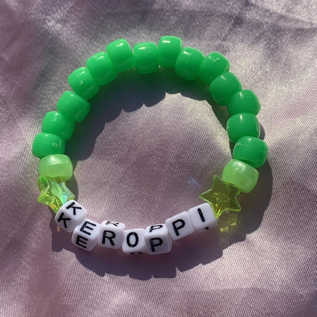 🦋handmade green “ keroppi ” kandi bead bracelet