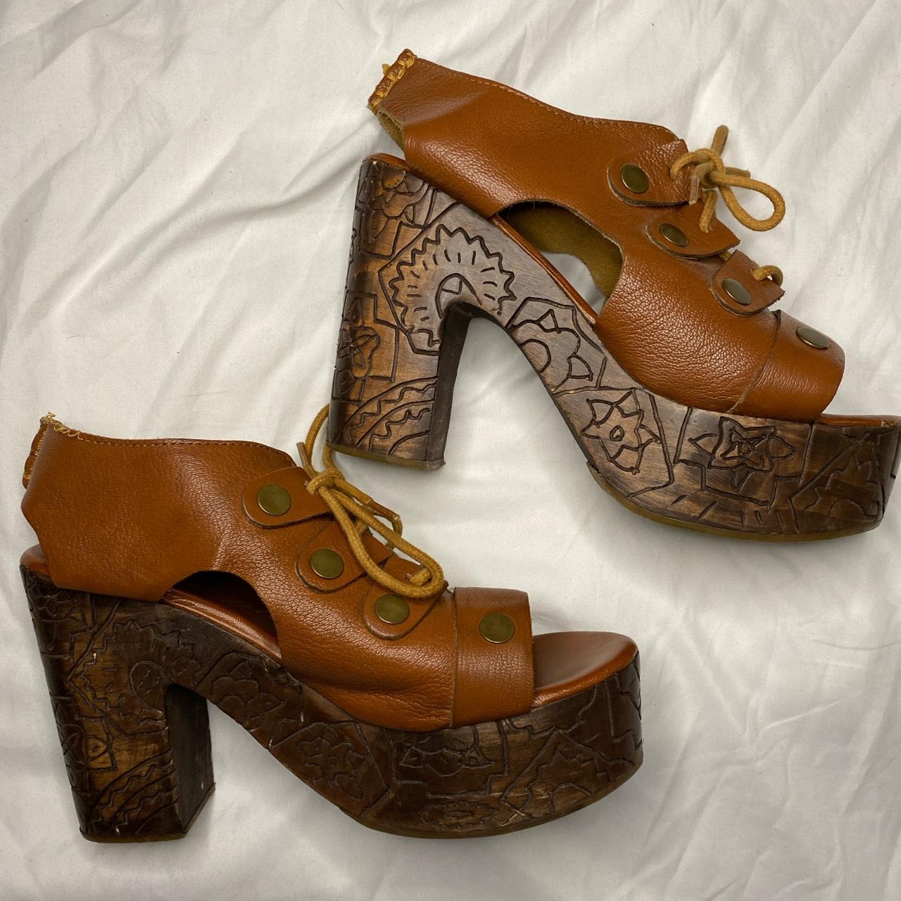 Free People wooden platform Heels. Slightly used, in...