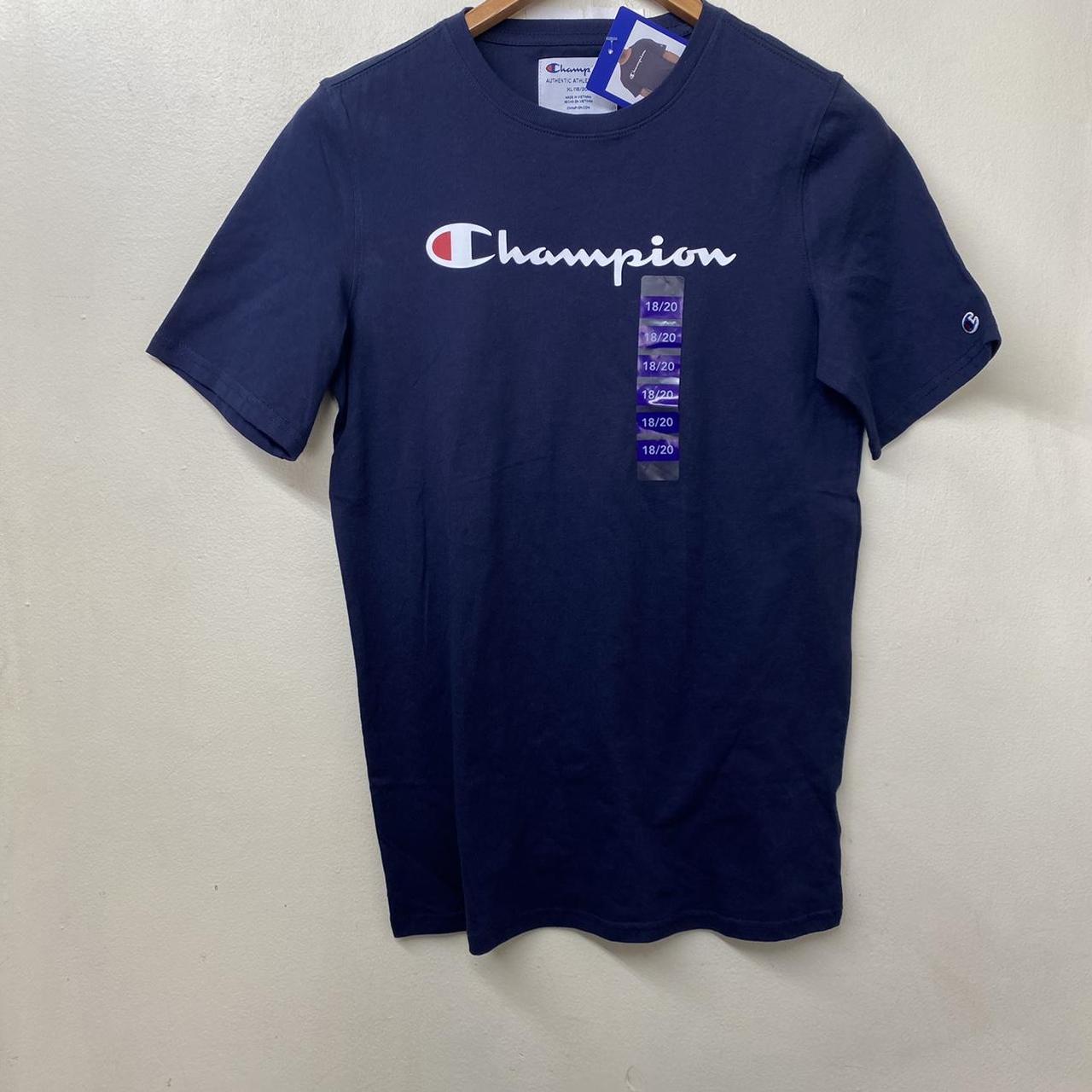 Champion Navy Blue Shirt. Sized as a Womens Extra... - Depop