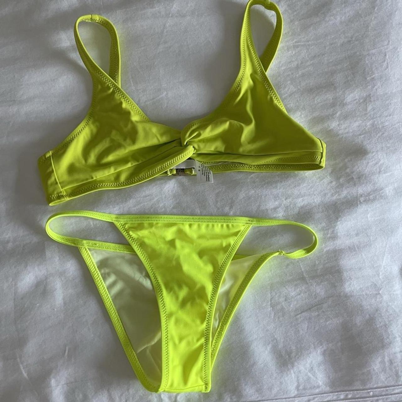 Yellow Bikini Zaful Neon Bikini SOLID AND STRIPED BIKINI SET