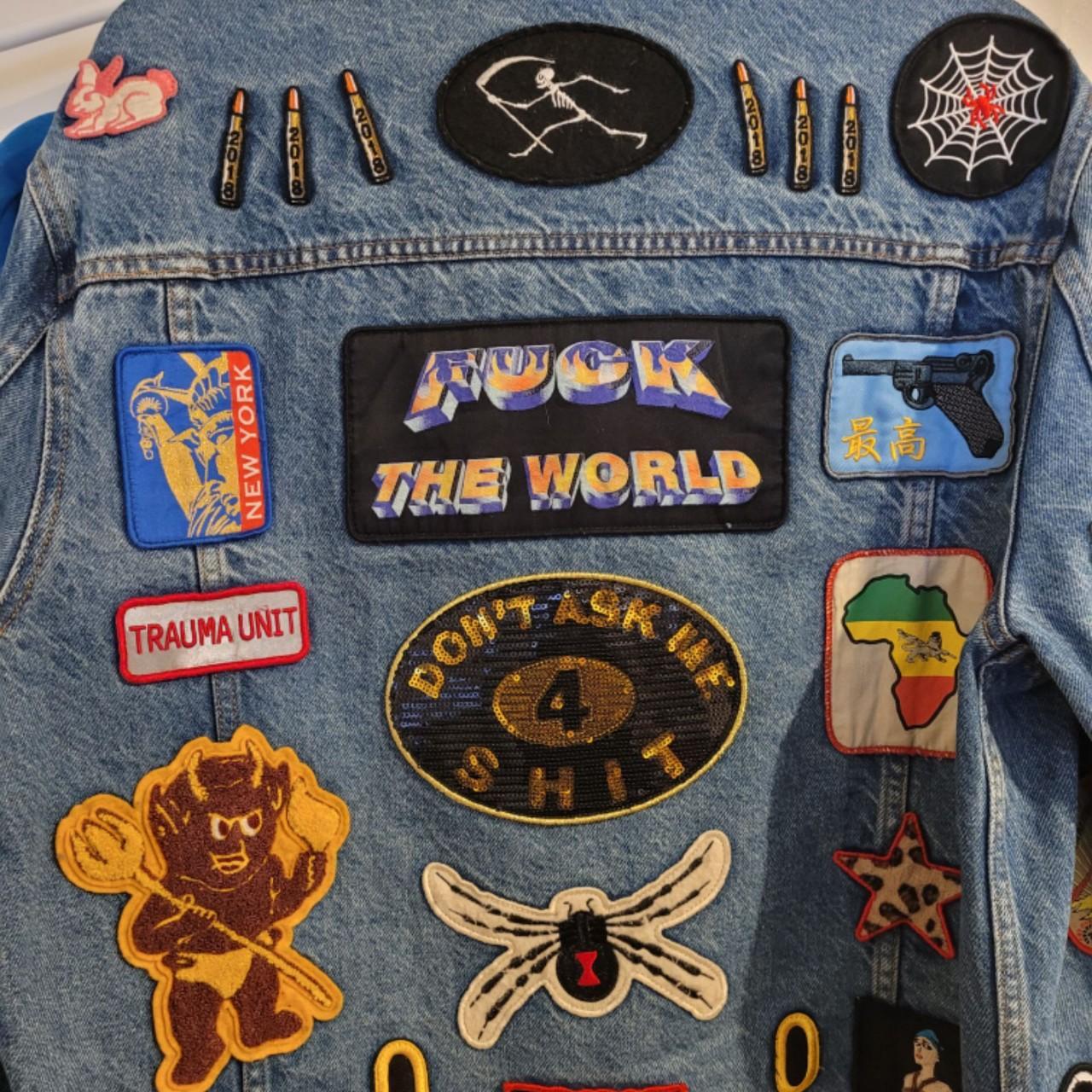 Supreme patches jacket from spring 2018 drop. Worn - Depop