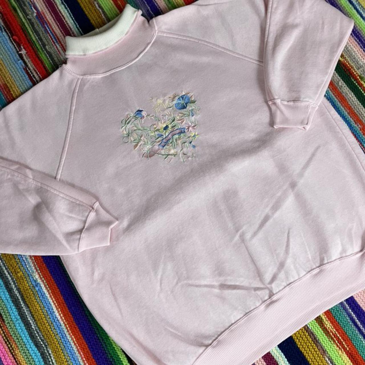 Adorable 80’s Vintage Pastel Pink Embroidered Floral... - Depop