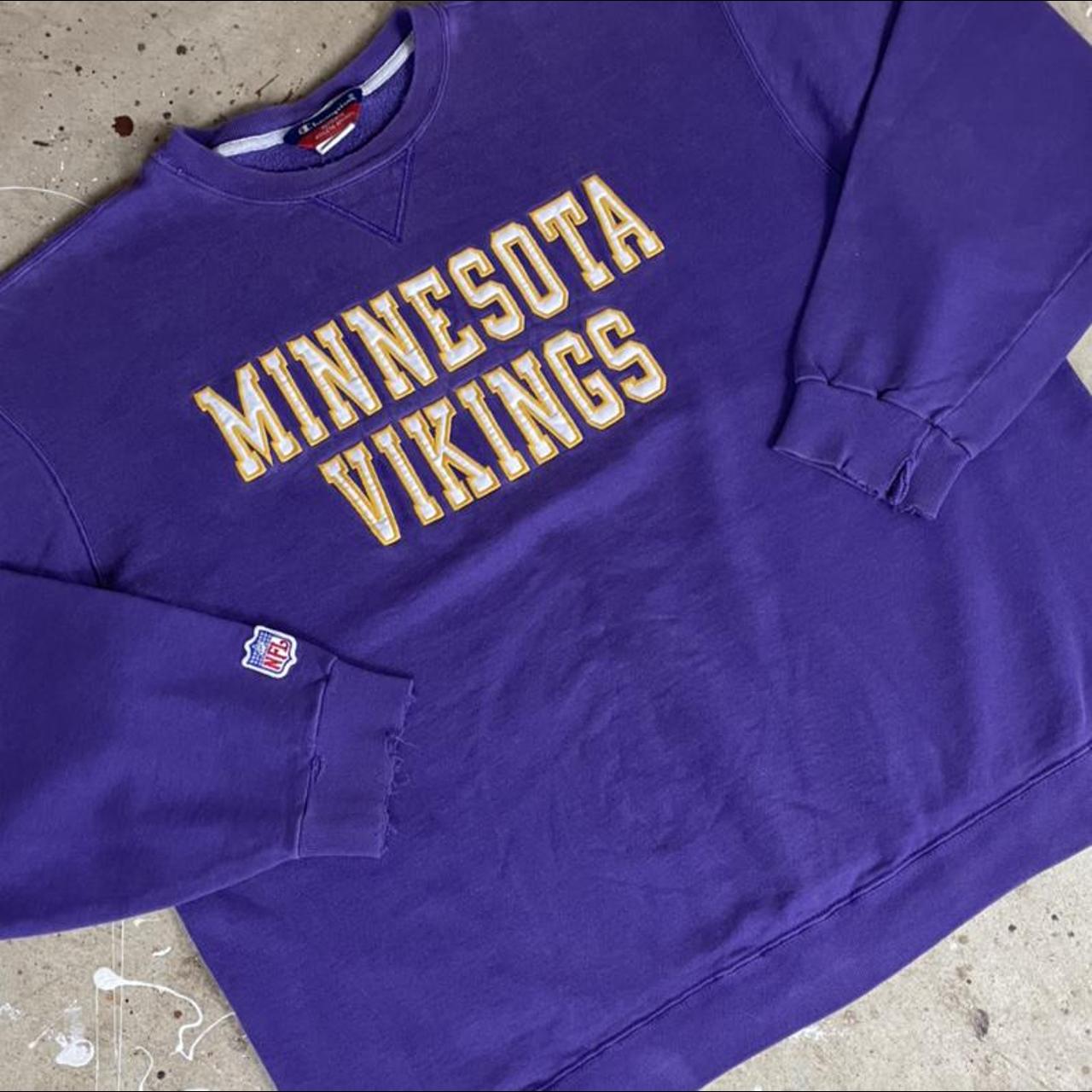 Vintage 90s Cotton Mix White Champion Minnesota Vikings Sweatshirt