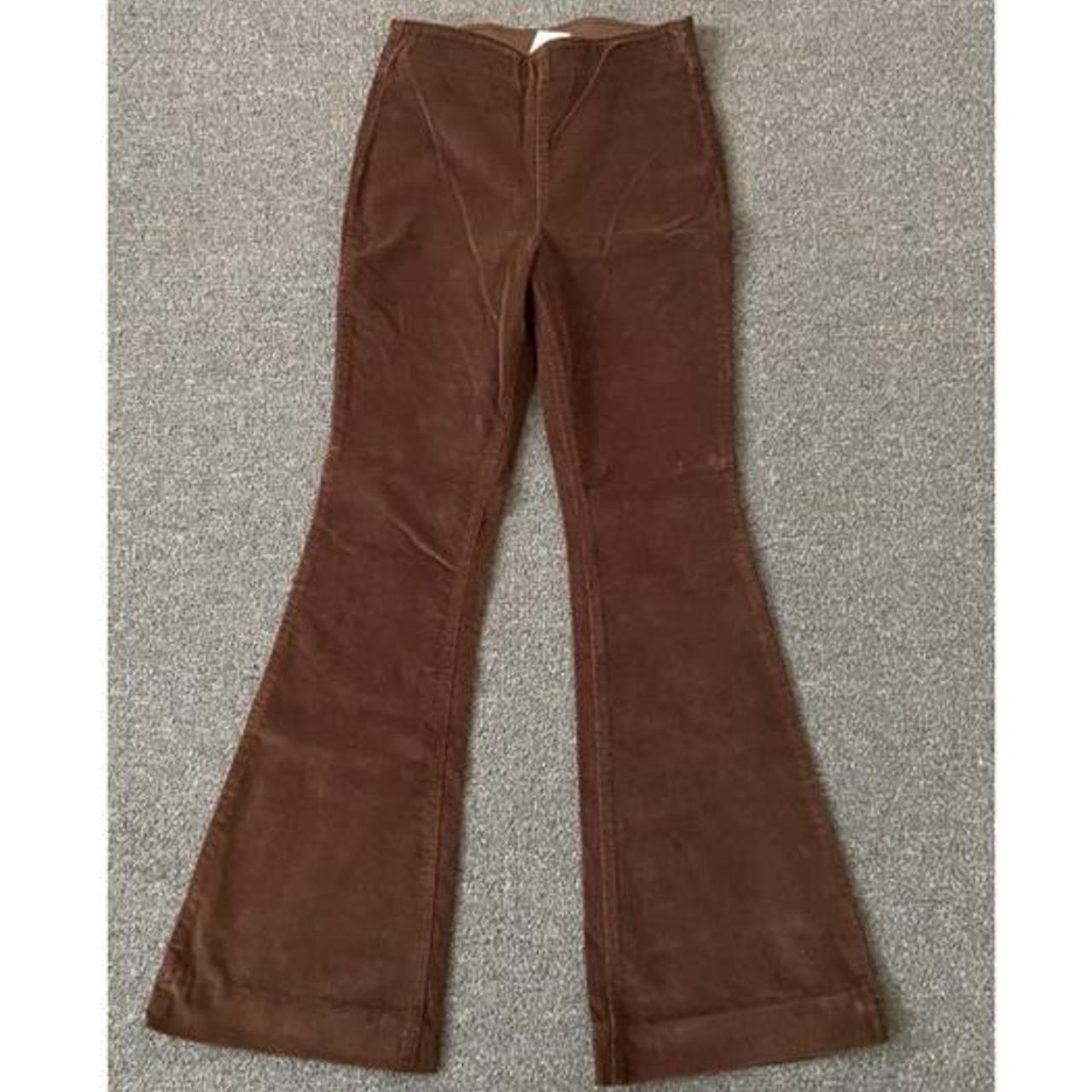 Brown high waisted flare pants. Size xs brand is - Depop