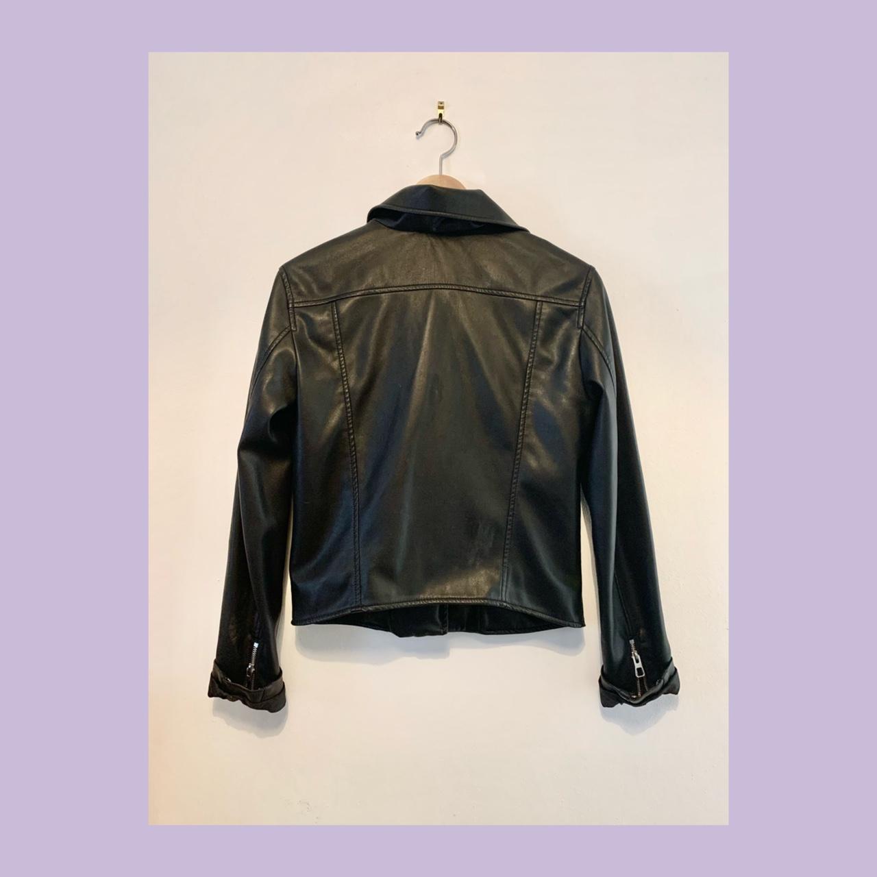 Black faux leather jacket from H&M. Size 12. Hardly... - Depop