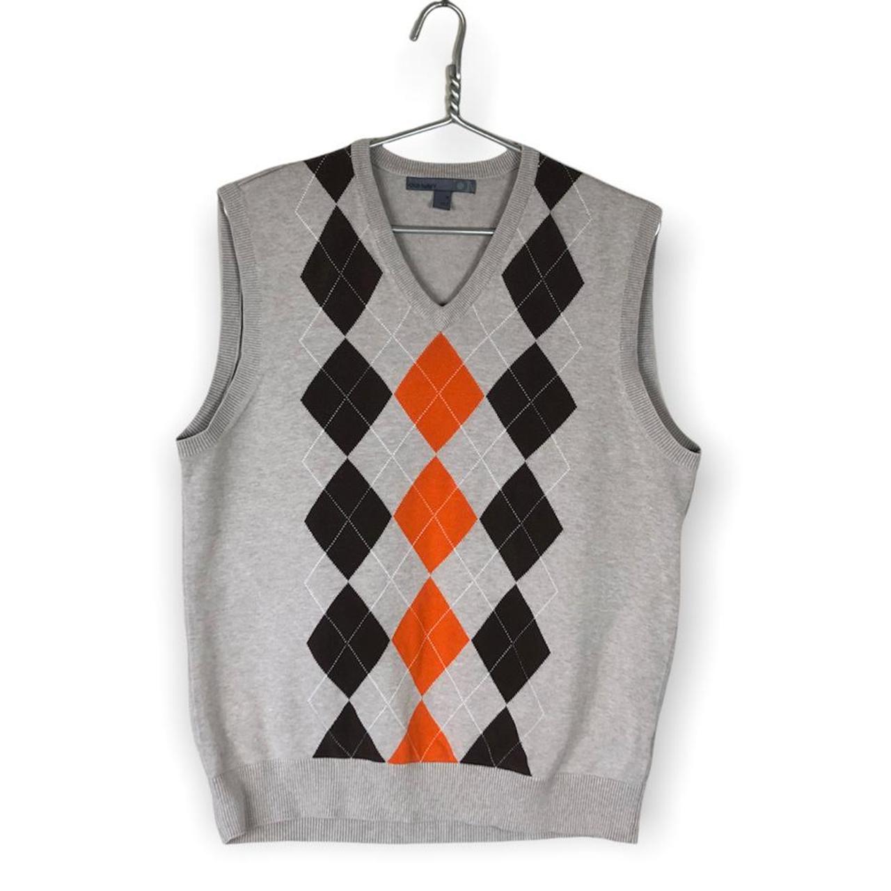 Vintage y2k Mens sleeveless Jersey with argyle - Depop