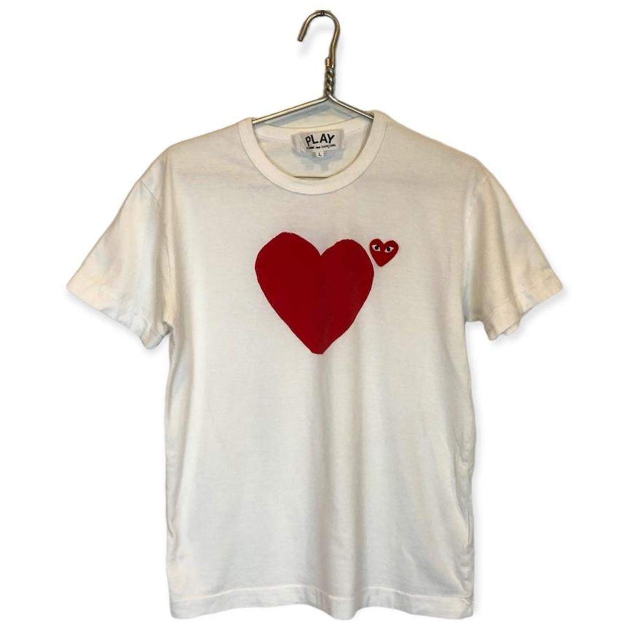 Comme des Garçons Play Women's White and Red T-shirt