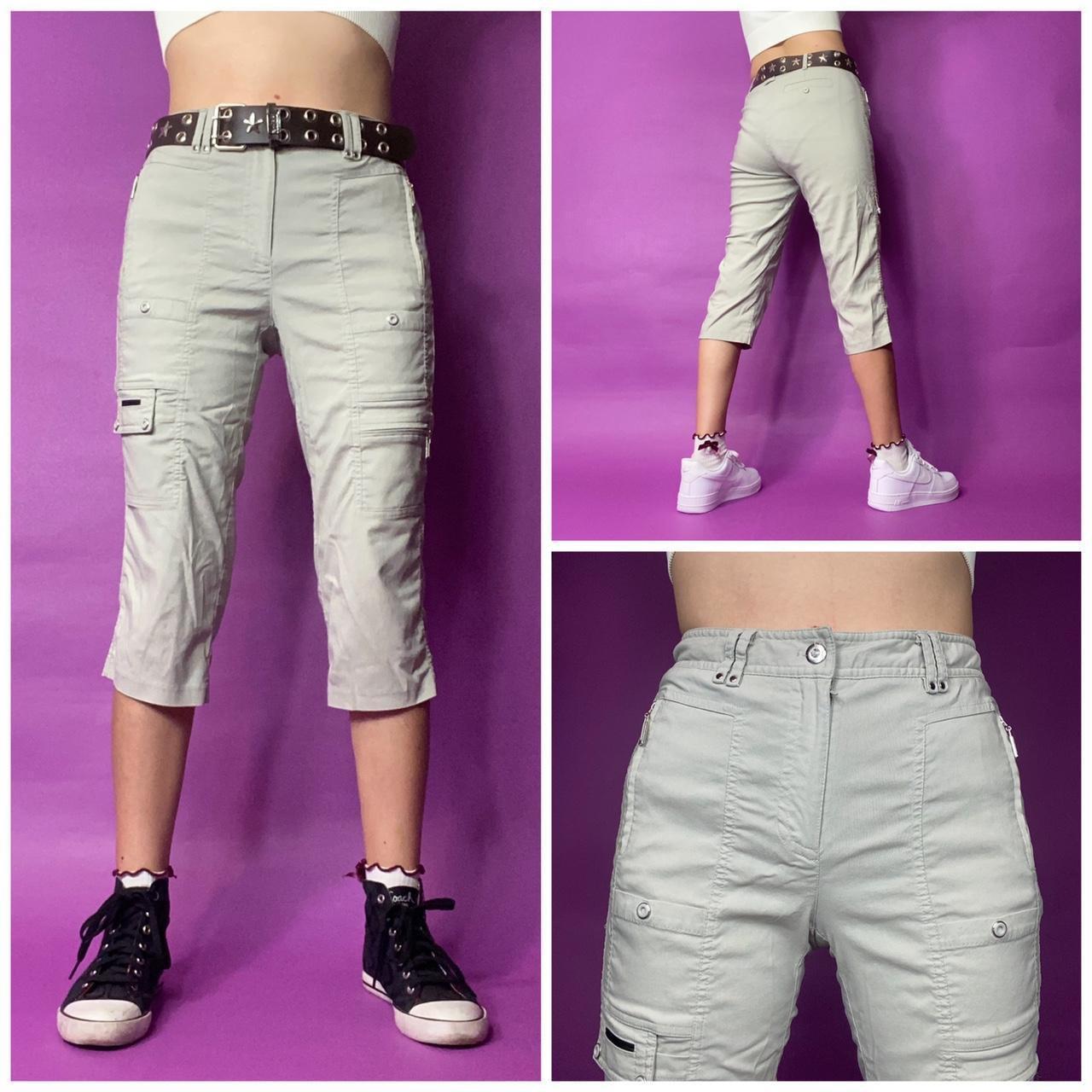 y2k cyber khaki cargo pants by Jamie Sadock in the... Depop