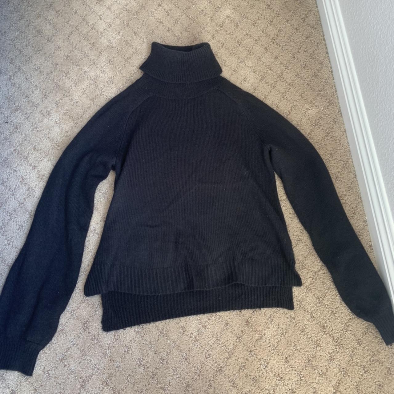 Plain black knit turtle neck stretchy... - Depop