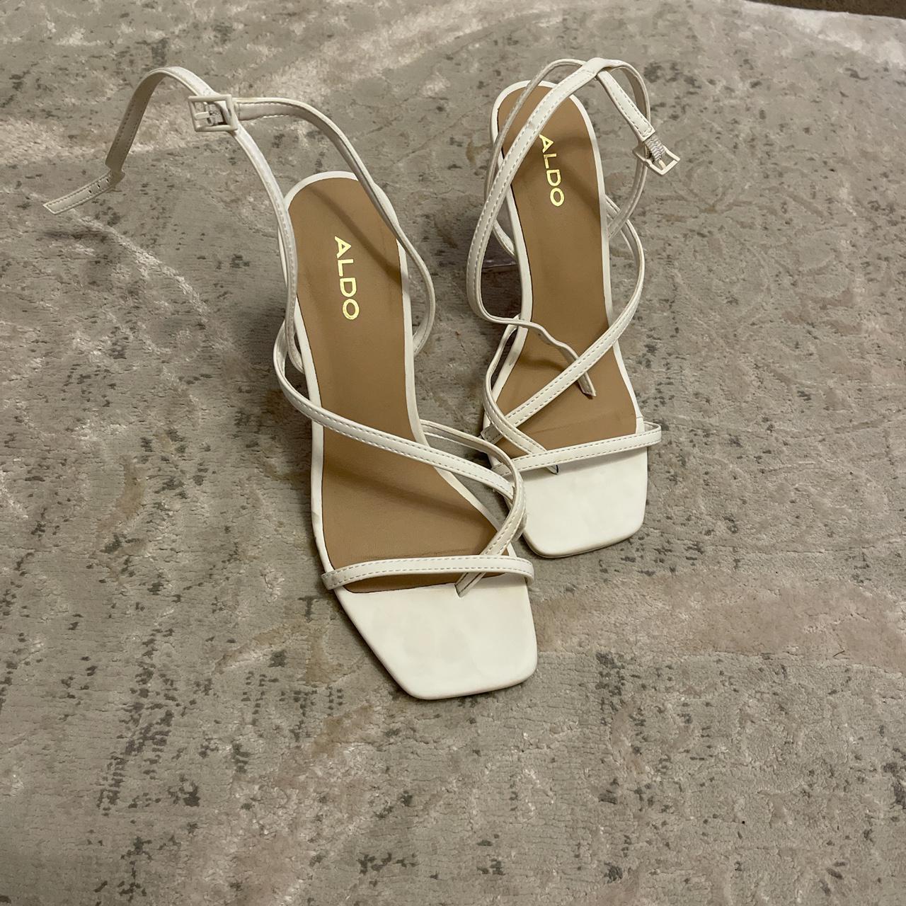 aldo white block heel
