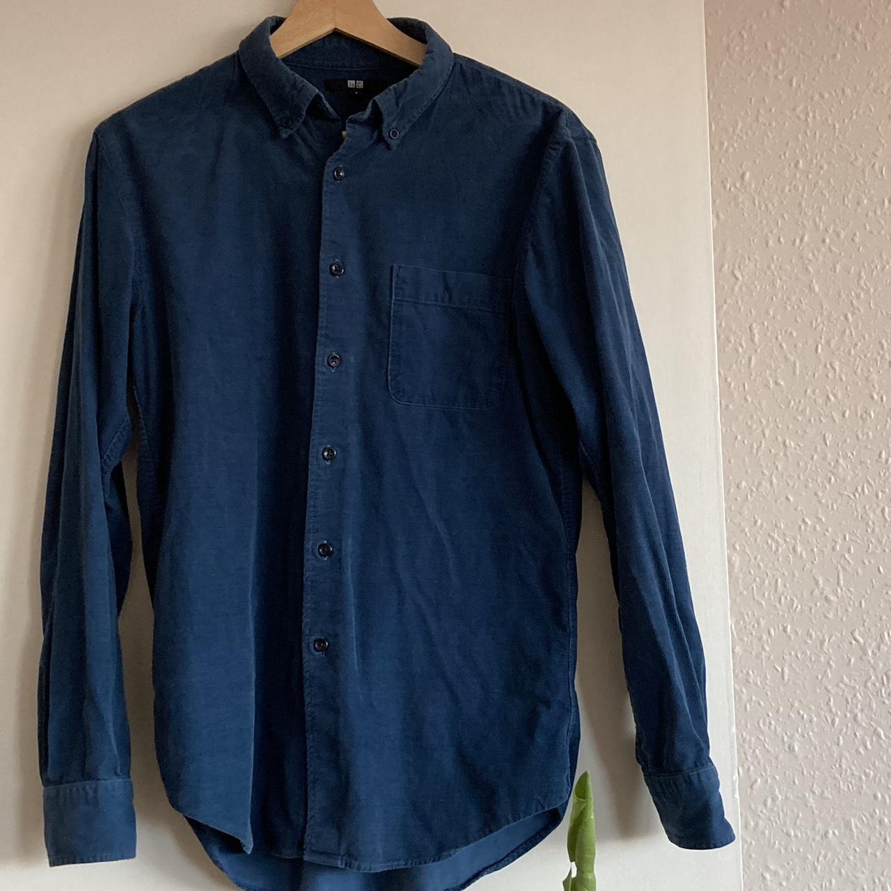 Uniqlo blue corduroy shirt with long sleeves. Works... - Depop