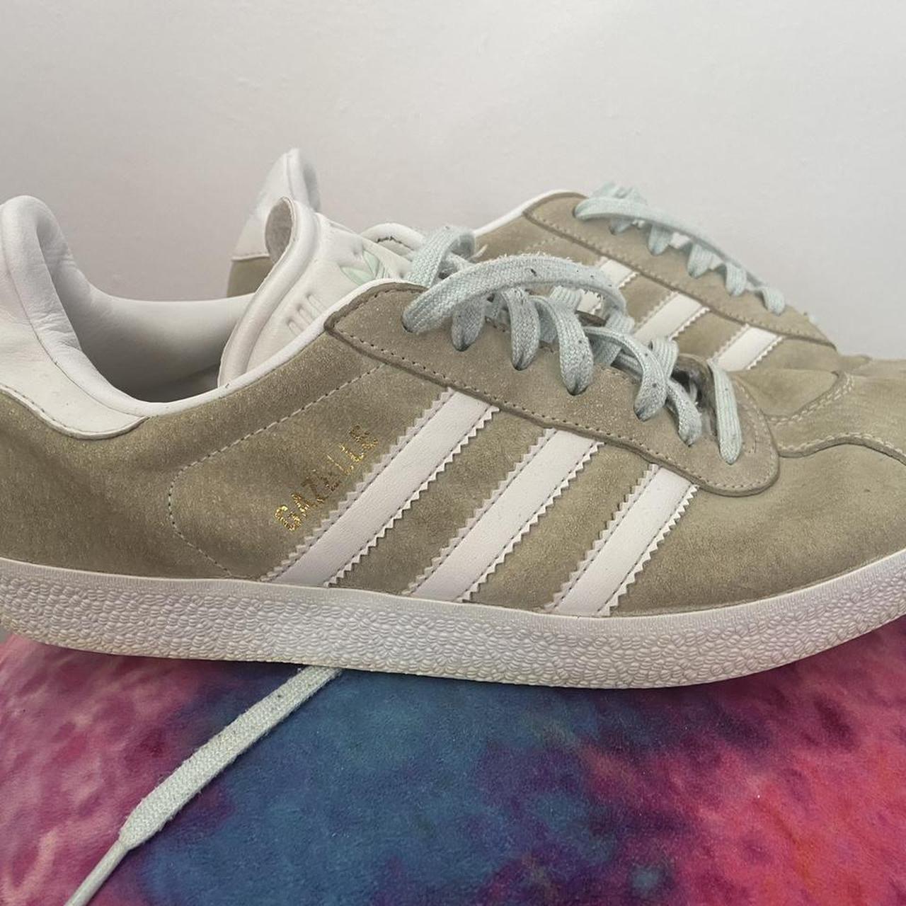 Sage Green Adidas Gazelles 6 great condition suede... - Depop