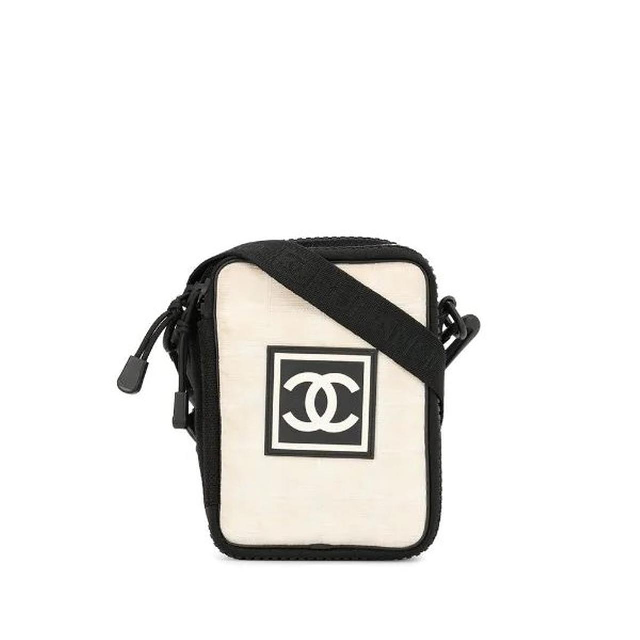 Chanel black and discount white crossbody bag