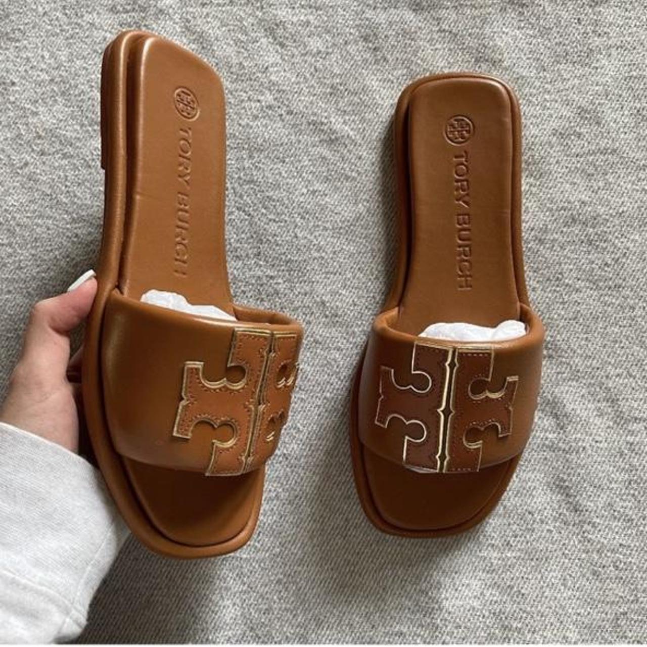 Tory Burch Women's Tan and Cream Sandals | Depop