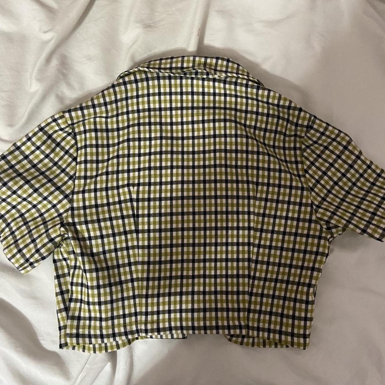 brandy melville green and black plaid vivian crop... Depop