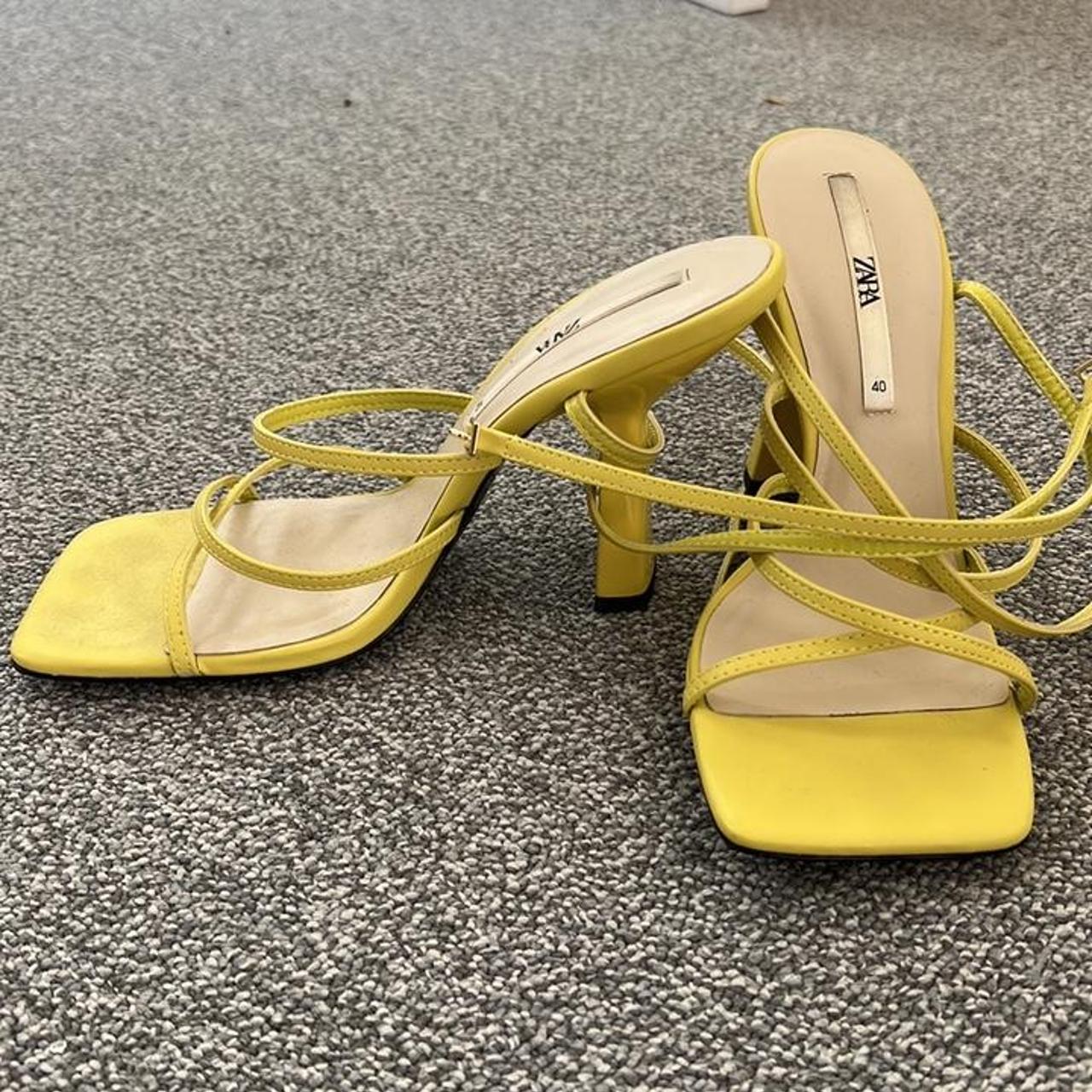 ZARA YELLOW HEELS - Size 40 - Only worn a few times... - Depop