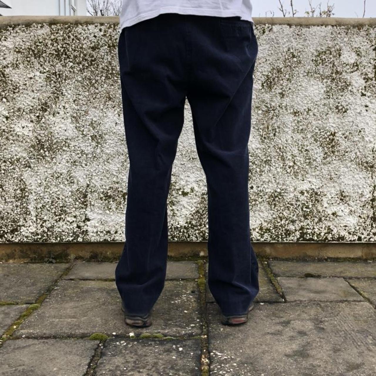 American Vintage Men's Navy and Blue Trousers | Depop