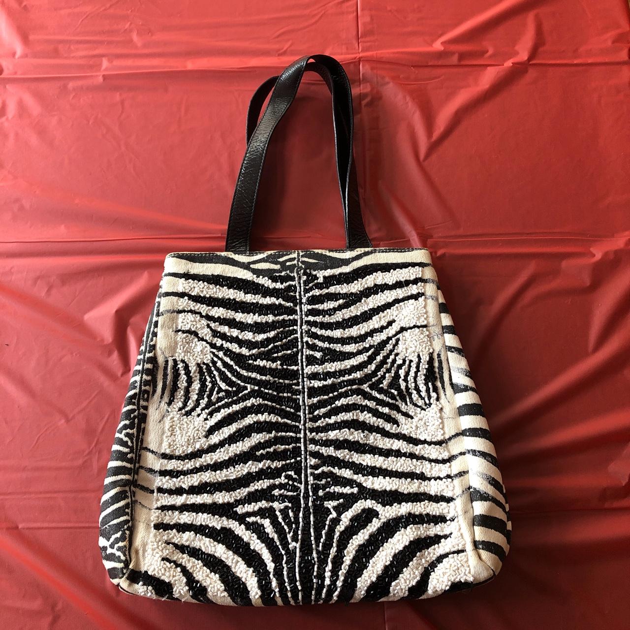 AUTHENTIC ROBERTO CAVALLI BEADED BAG IN ZEBRA Depop