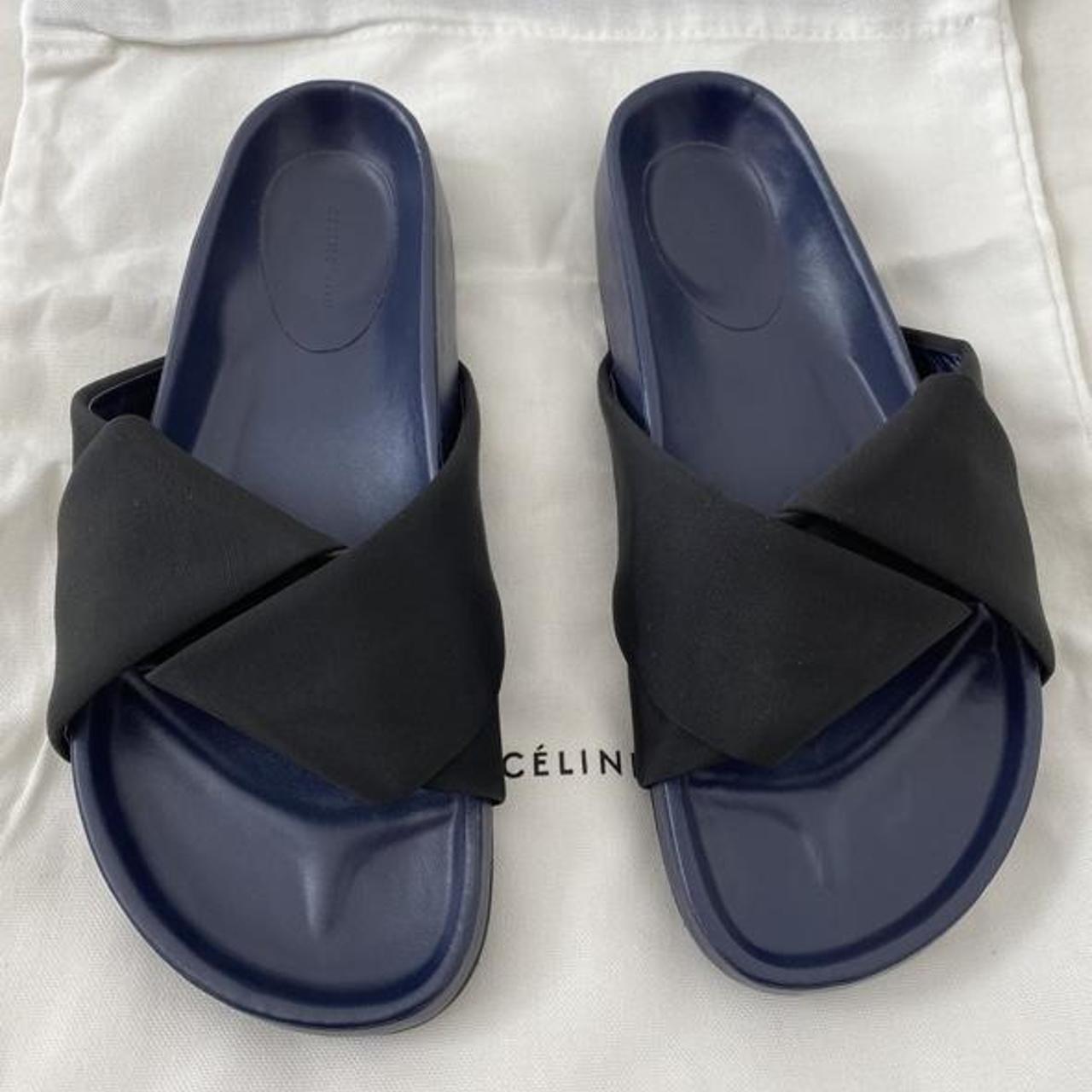 CELINE Women's Black and Blue Sandals | Depop